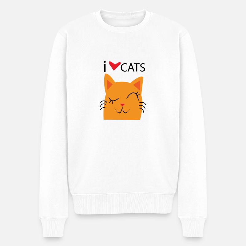 I love Cats - Männer Premium Bio Pullover - Weiß