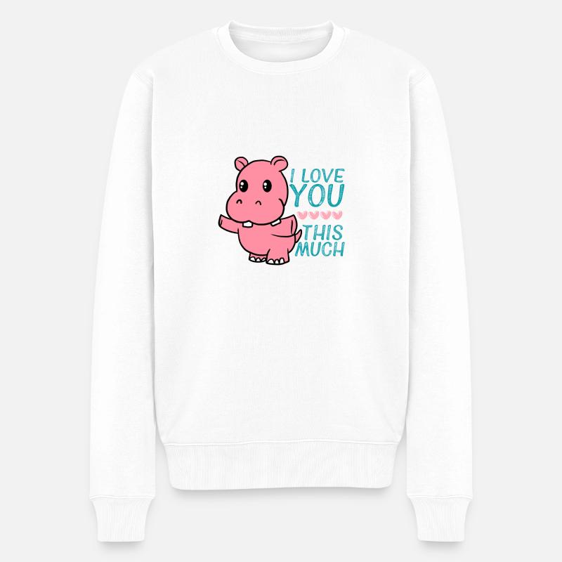 Je t'aime ce hippopotame très mignon Hug Valentine - Pull Premium bio Homme - blanc