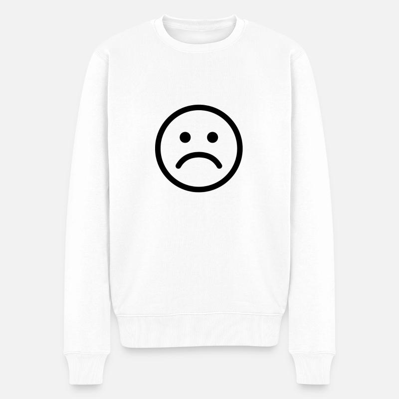 Trauriger Emoji - Männer Premium Bio Pullover - Weiß