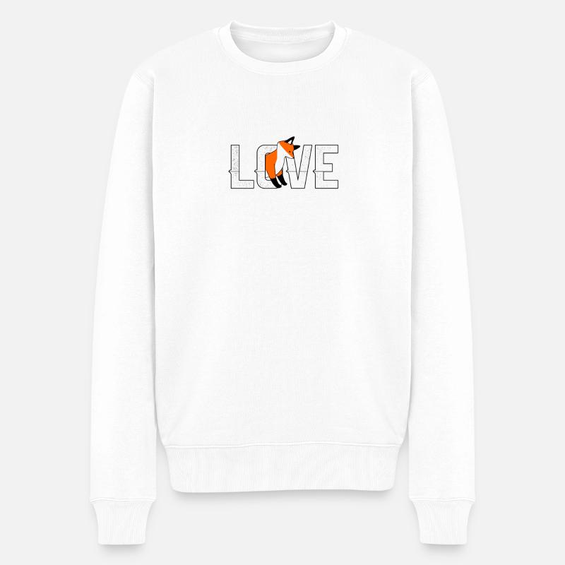 Fuchs Love Fox - Männer Premium Bio Pullover - Weiß