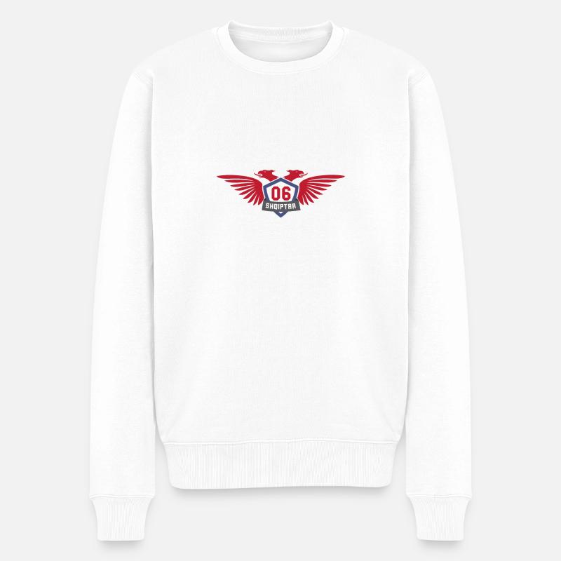 albanian emblem Albanischer Adler gjilan Shqiptar - Männer Premium Bio Pullover - Weiß