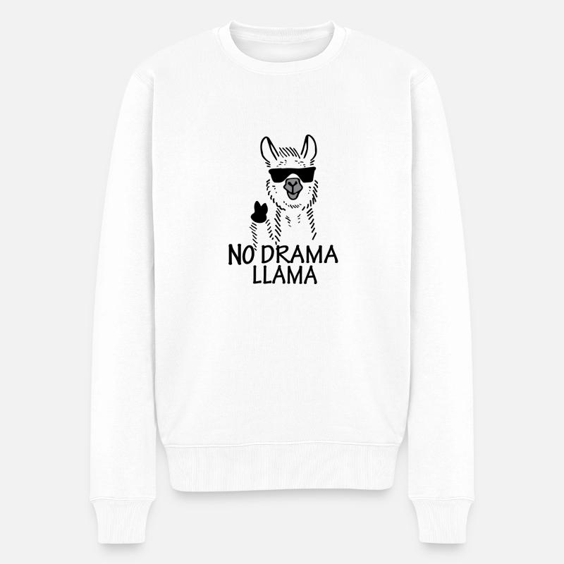 NO DRAMA LAMA - Männer Premium Bio Pullover - Weiß