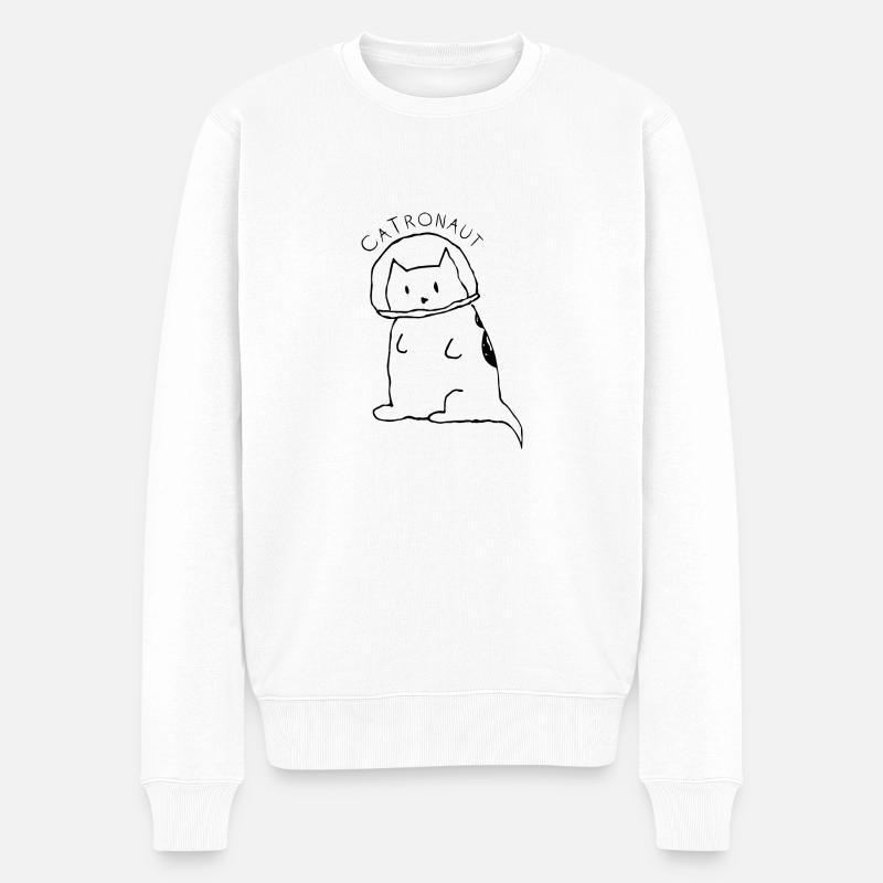 CATRONAUT - Männer Premium Bio Pullover - Weiß