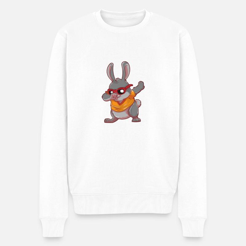Cartoon Dabbing Osterhase Dab Hase Ostern Geschenk - Männer Premium Bio Pullover - Weiß