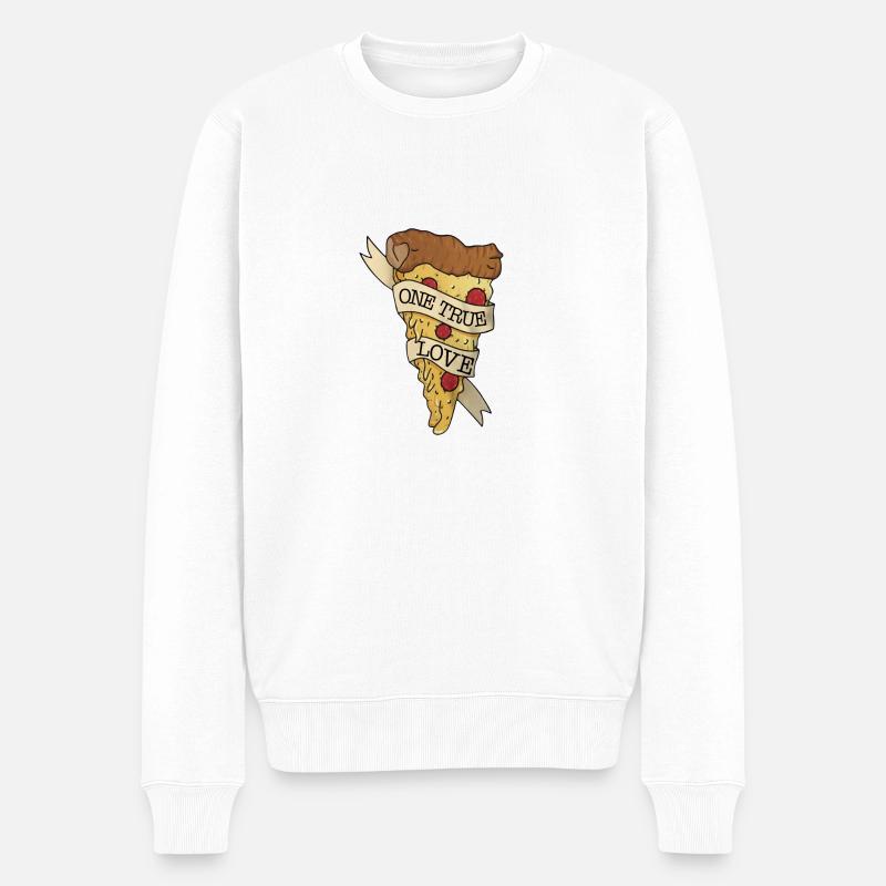 Pizza One true love - Männer Premium Bio Pullover - Weiß