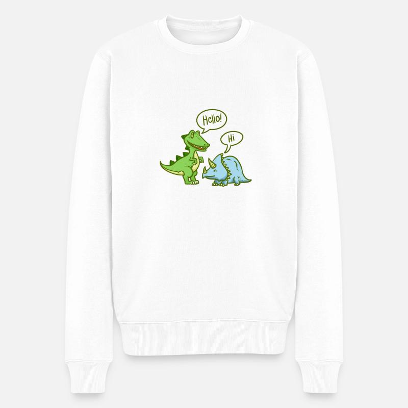 Dino - Dinosaures - T-Rex - Tricératops - Pull Premium bio Homme - blanc