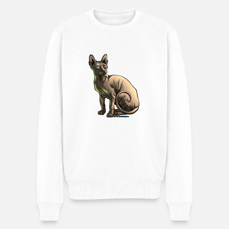 Sushi die Sphynx Katze - Männer Premium Bio Pullover - Weiß