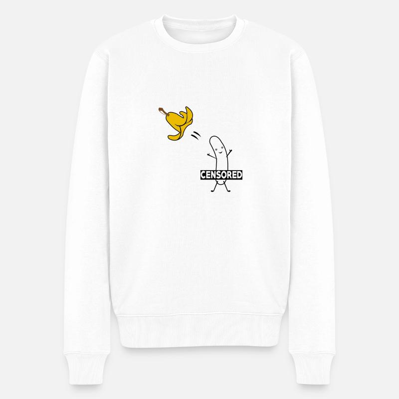 STRIPTEASE BANANA DRÔLE COMIQUE - Pull Premium bio Homme - blanc