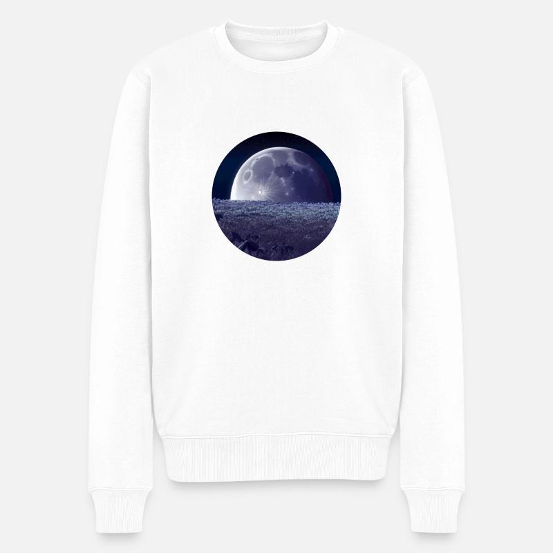 Mond - Männer Premium Bio Pullover - Weiß