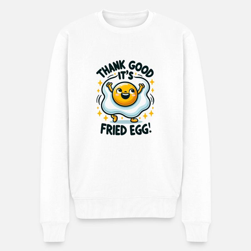 Thank God It's Fried Egg (Friday) - 1 - Männer Premium Bio Pullover - Weiß