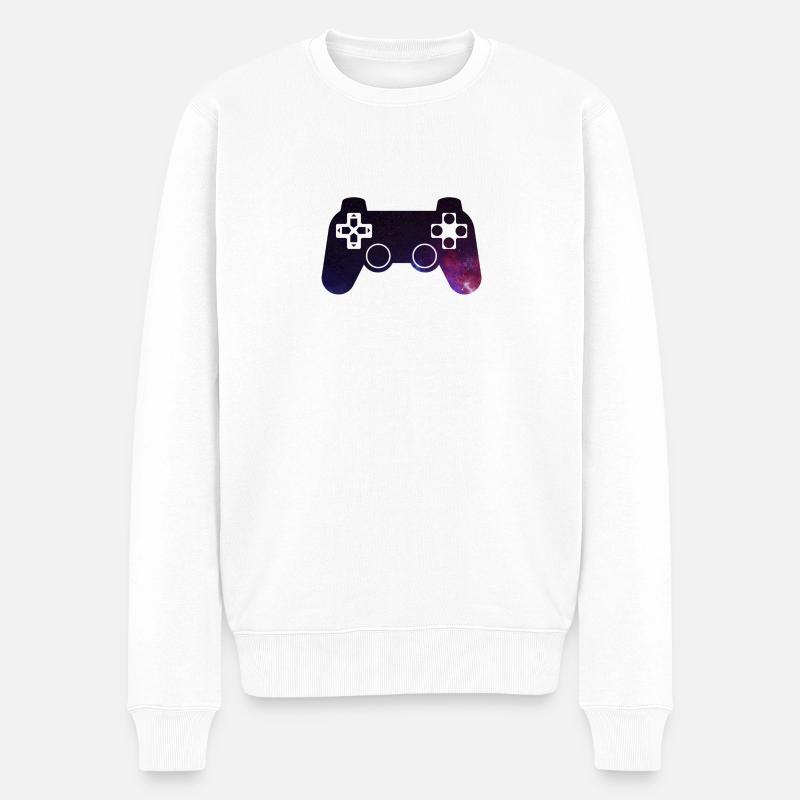 Controller Galaxy - Männer Premium Bio Pullover - Weiß