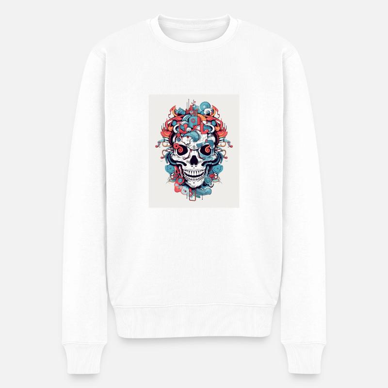 farbenfroher Knochen - Männer Premium Bio Pullover - Weiß
