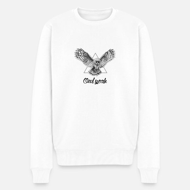 Owl Yeah - Pull Premium bio Homme - blanc