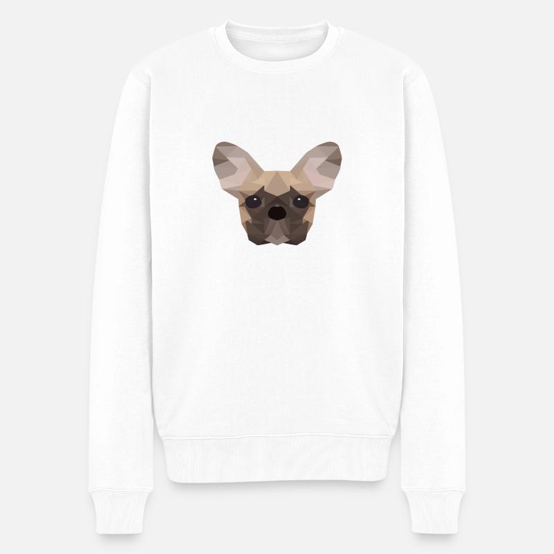 Bouledogue français Low Poly - Pull Premium bio Homme - blanc