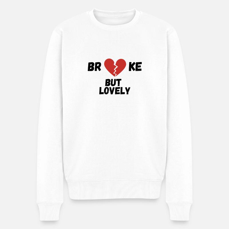 broke - Männer Premium Bio Pullover - Weiß