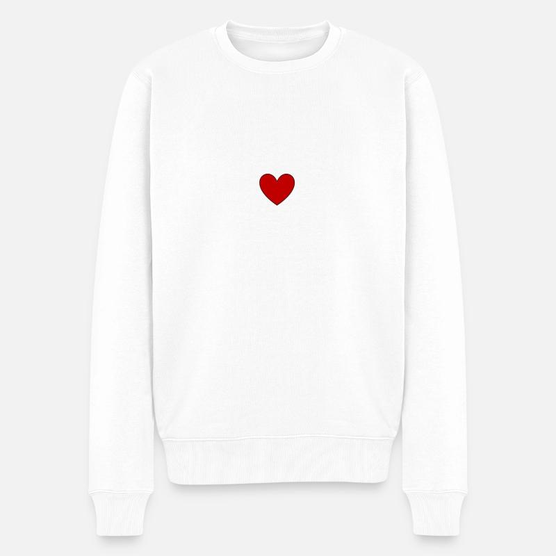 Herz - Männer Premium Bio Pullover - Weiß