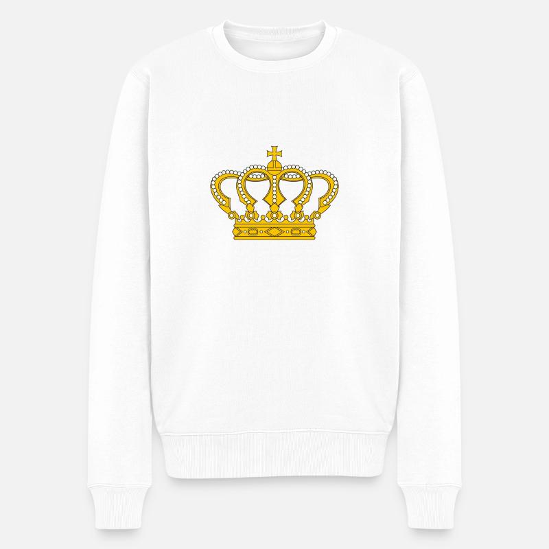Crown Cross - Männer Premium Bio Pullover - Weiß