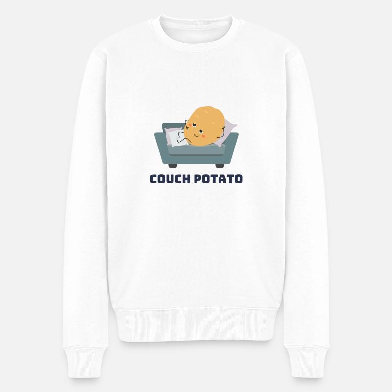 Couch Potato - Männer Premium Bio Pullover - Weiß