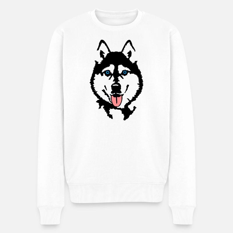 Husky - Männer Premium Bio Pullover - Weiß