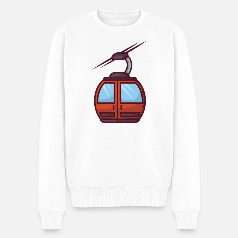 Faszinierende Seilbahn-Illustration - Männer Premium Bio Pullover - Weiß
