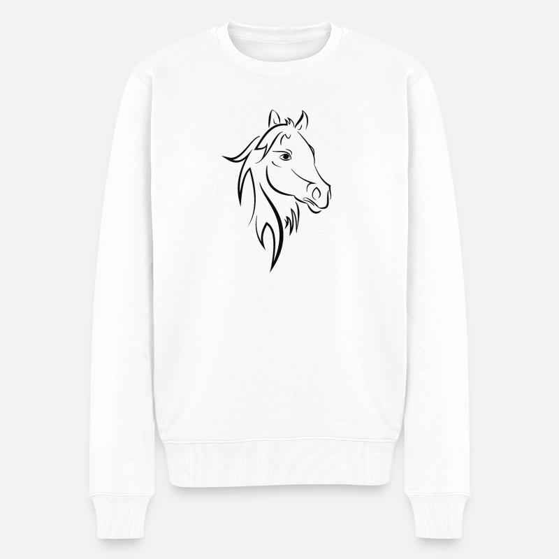 Pferd - Männer Premium Bio Pullover - Weiß