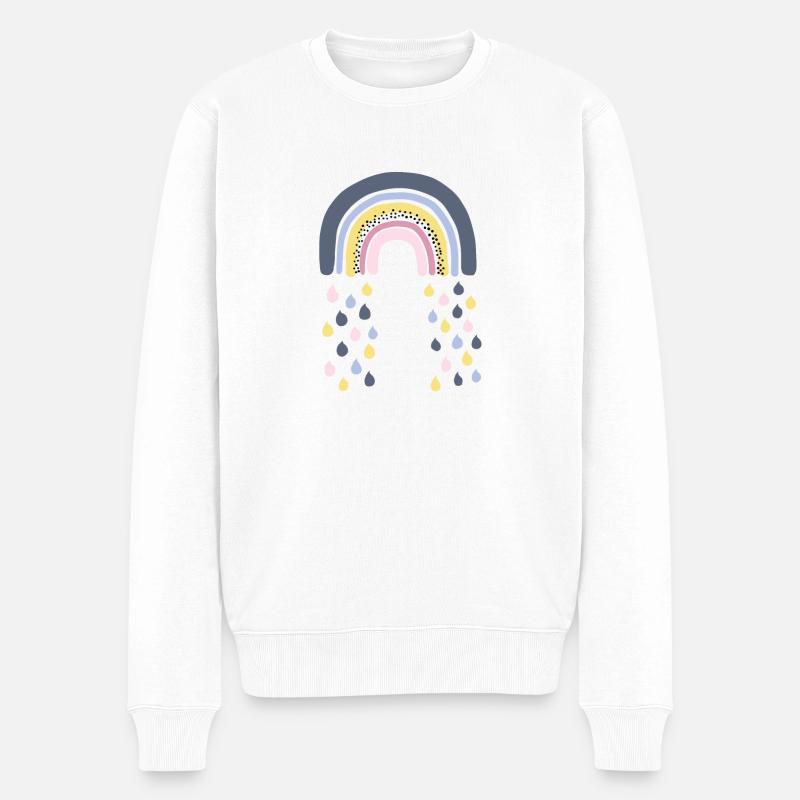 Regenbogen - Männer Premium Bio Pullover - Weiß