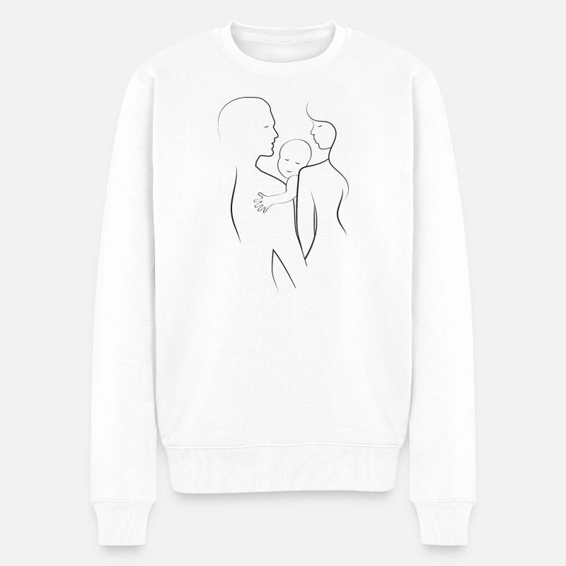 Familien Silhouette Vater,Mutter und Kind - Männer Premium Bio Pullover - Weiß