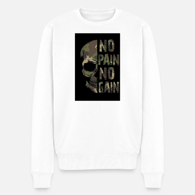 No Pain no Gain - Männer Premium Bio Pullover - Weiß
