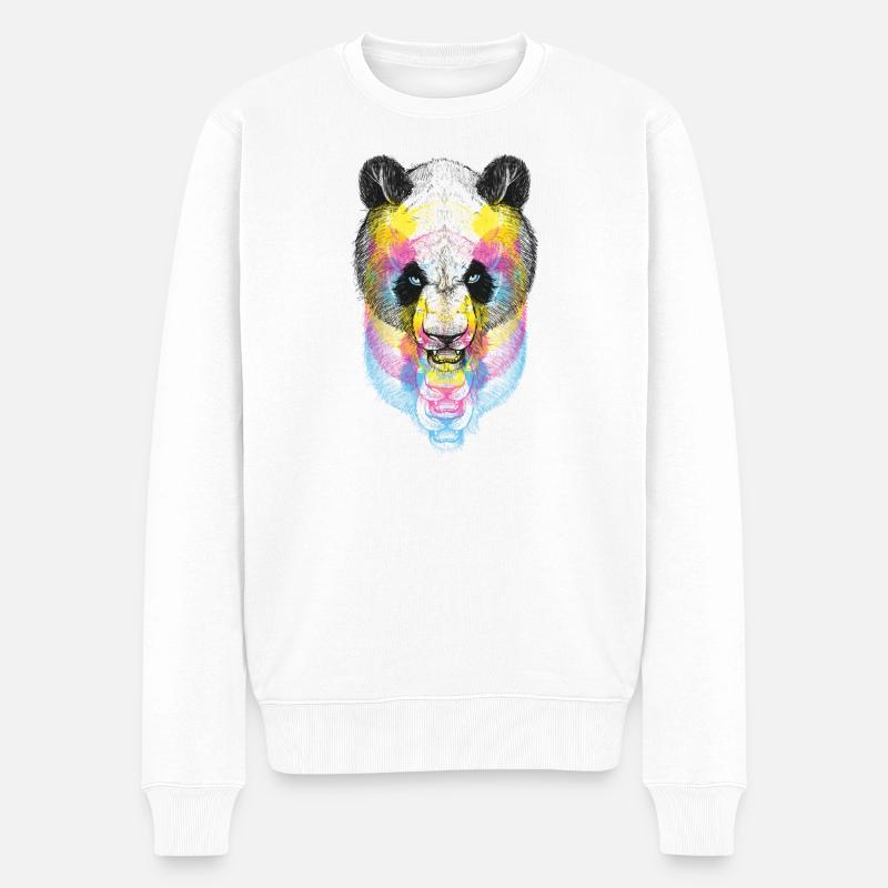 Panda Bear CMJN - Pull Premium bio Homme - blanc
