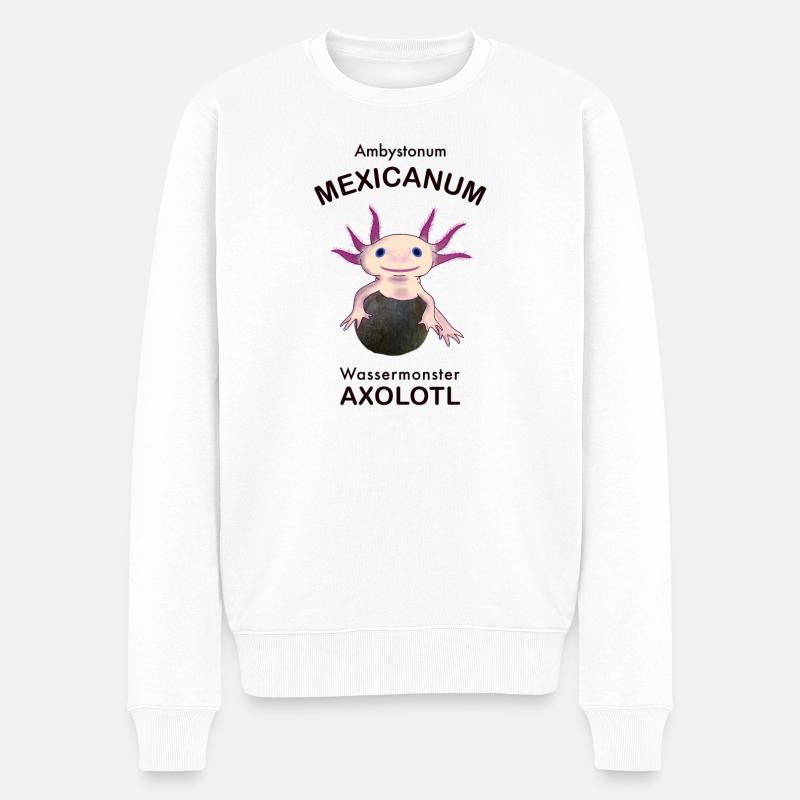 Kultiger Axolotl , Wassermonster, handgezeichnet - Männer Premium Bio Pullover - Weiß