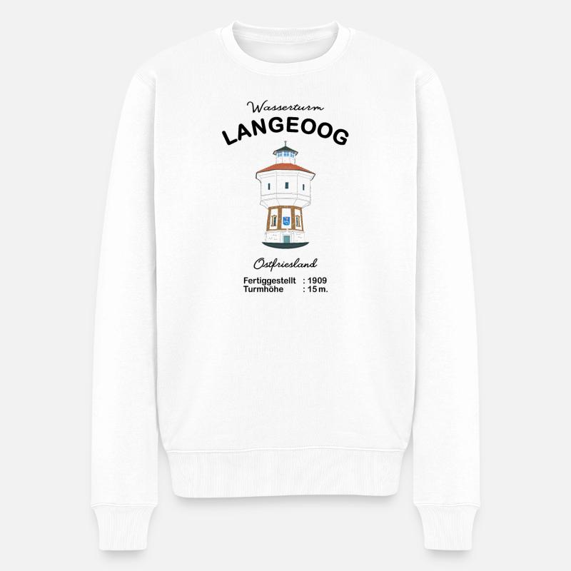 Wasserturm auf Langeoog in Ostfriesland - Männer Premium Bio Pullover - Weiß