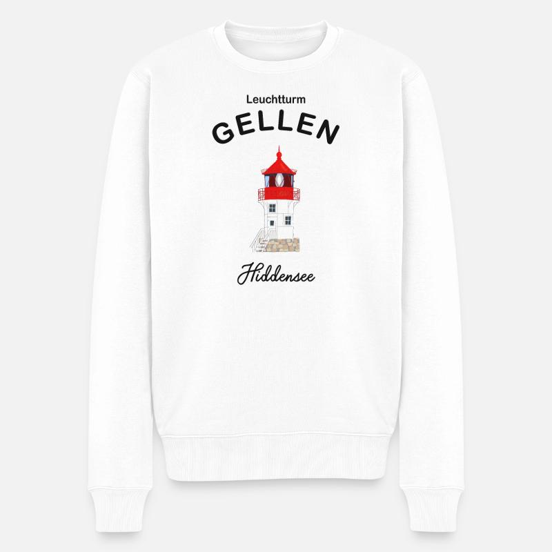 Hiddensee, Leuchtturm Gellen, Deutsche Ostsee - Männer Premium Bio Pullover - Weiß