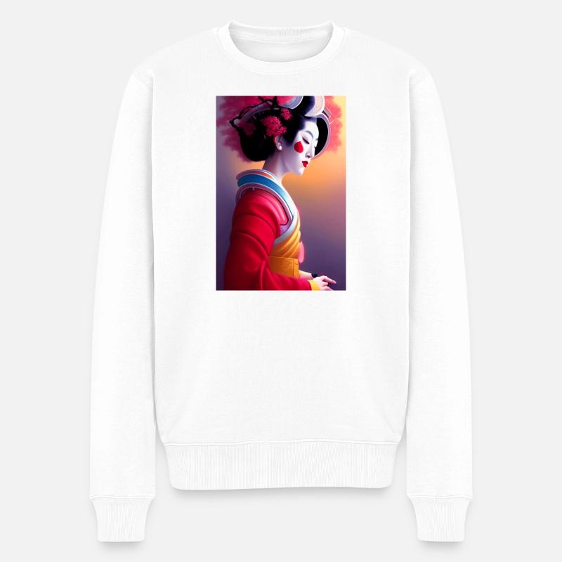 Geisha 8 - Männer Premium Bio Pullover - Weiß