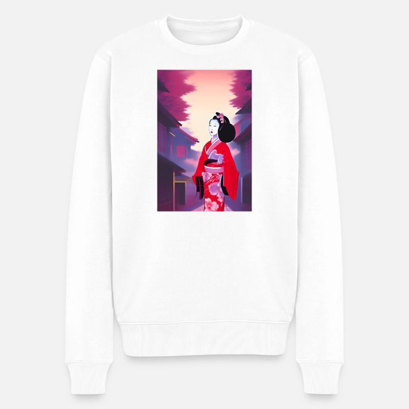 Geisha 5 - Männer Premium Bio Pullover - Weiß