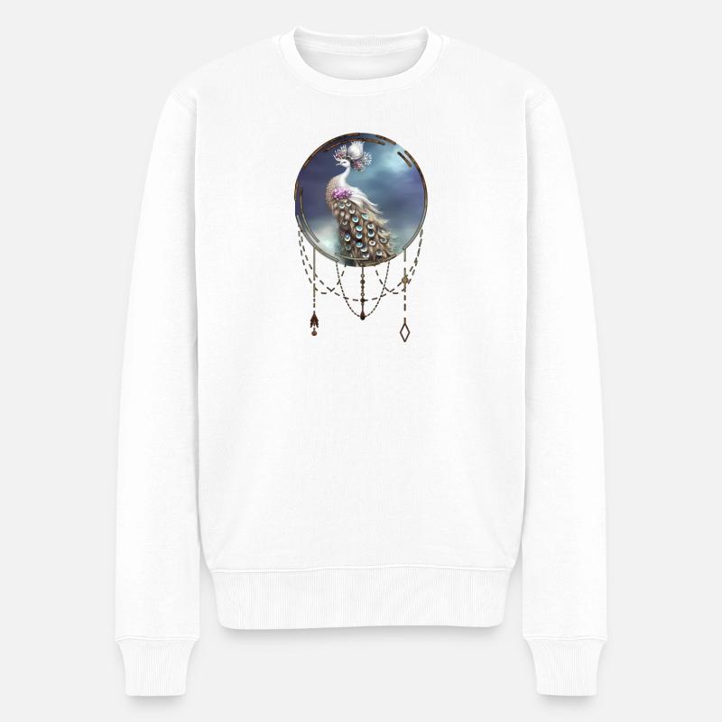 Wunderbarer eleganter Pfau - Männer Premium Bio Pullover - Weiß