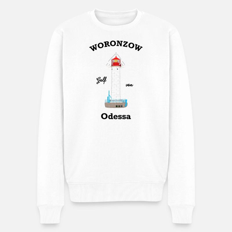 Golf von Odessa Schwarzes Meer Leuchtturm Woronzow - Männer Premium Bio Pullover - Weiß