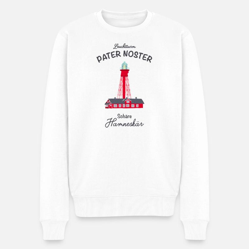 Schweden Schäre Hamneskär, Leuchtturm Pater Noster - Männer Premium Bio Pullover - Weiß