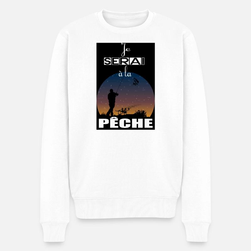 Ich werde angeln - Männer Premium Bio Pullover - Weiß