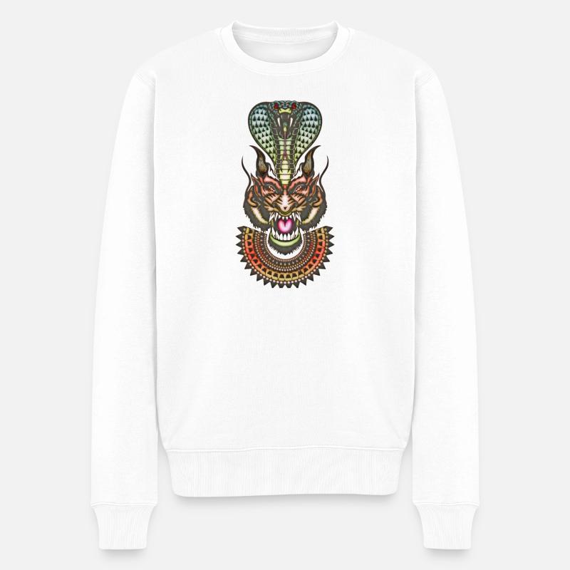 L’impressionnant serpent cobra - Pull Premium bio Homme - blanc