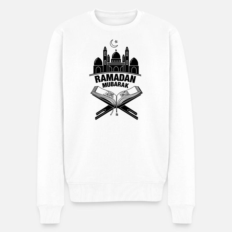 Koran Moschee Ramadan Mubarak - Männer Premium Bio Pullover - Weiß