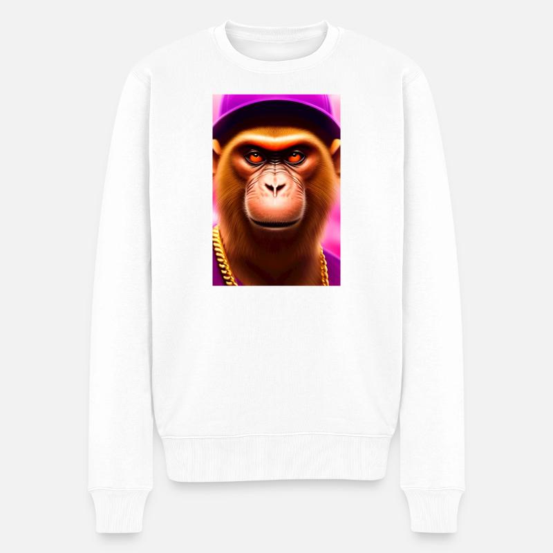 Cooler Affe - Männer Premium Bio Pullover - Weiß