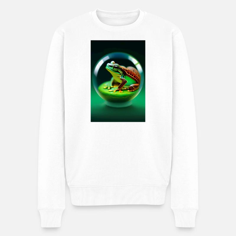 Frosch in einer Kugel - Männer Premium Bio Pullover - Weiß