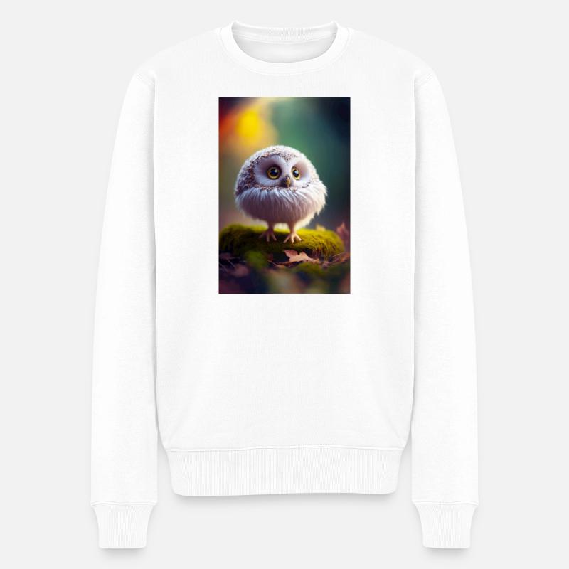 Eule roudoudoupitchou - Männer Premium Bio Pullover - Weiß