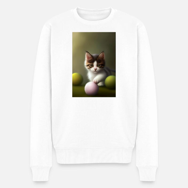 Baby Katze - Männer Premium Bio Pullover - Weiß