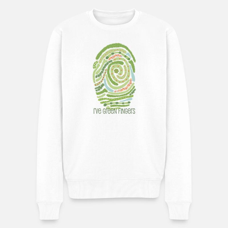 Garten-Fingerabdruck - Männer Premium Bio Pullover - Weiß