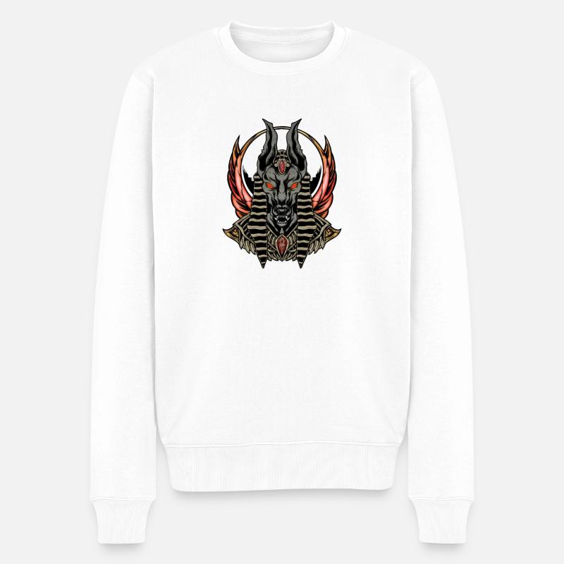 Anubis, der Gott der Toten - Männer Premium Bio Pullover - Weiß