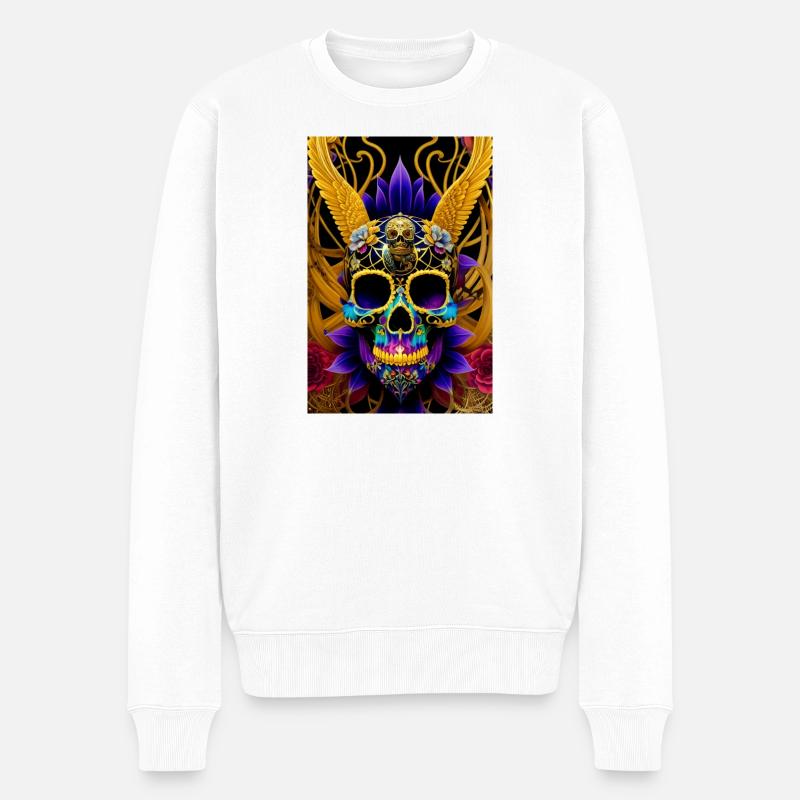Calavera 2 - Männer Premium Bio Pullover - Weiß