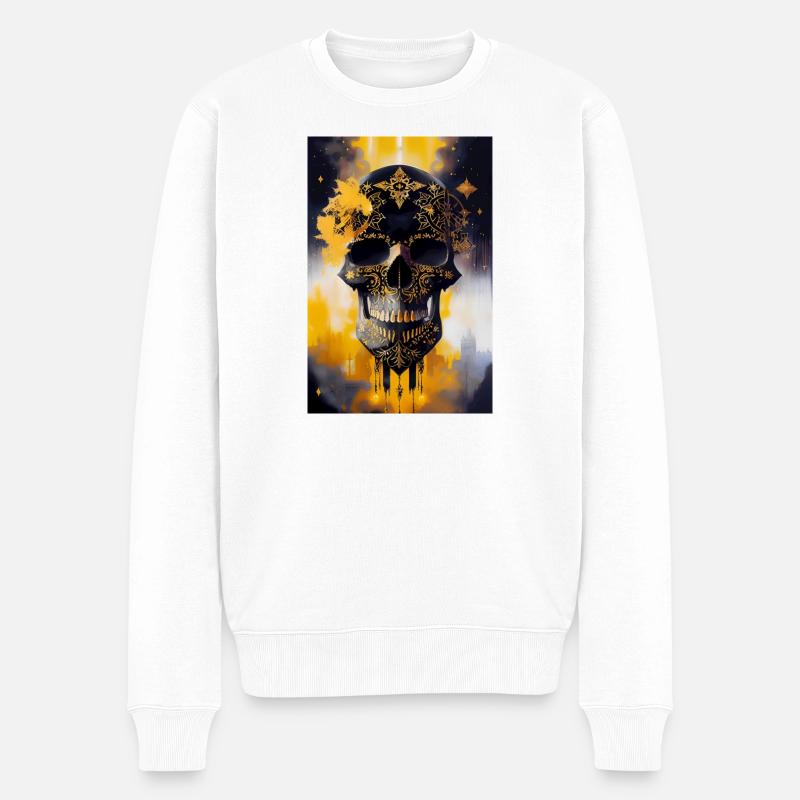 Black and gold skull 2 - Pull Premium bio Homme - blanc