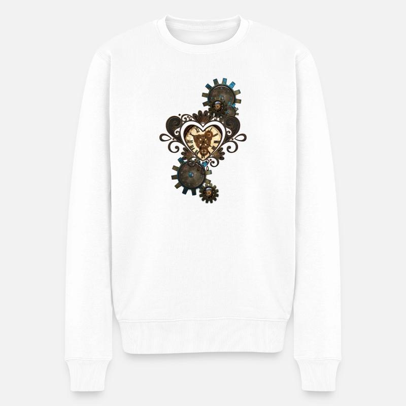 Le cœur du steampunk - Pull Premium bio Homme - blanc