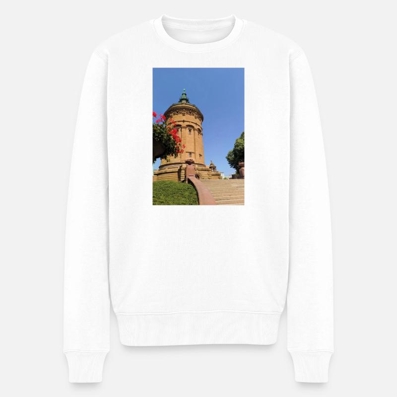 WASSERTURM MANNHEIM - Männer Premium Bio Pullover - Weiß